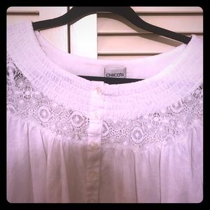 Chico's White Linen blouse with lace